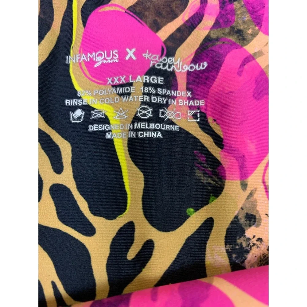 Infamous Swim Womens 3XL Kasey Rainbow Print High Rise Swim Bottoms